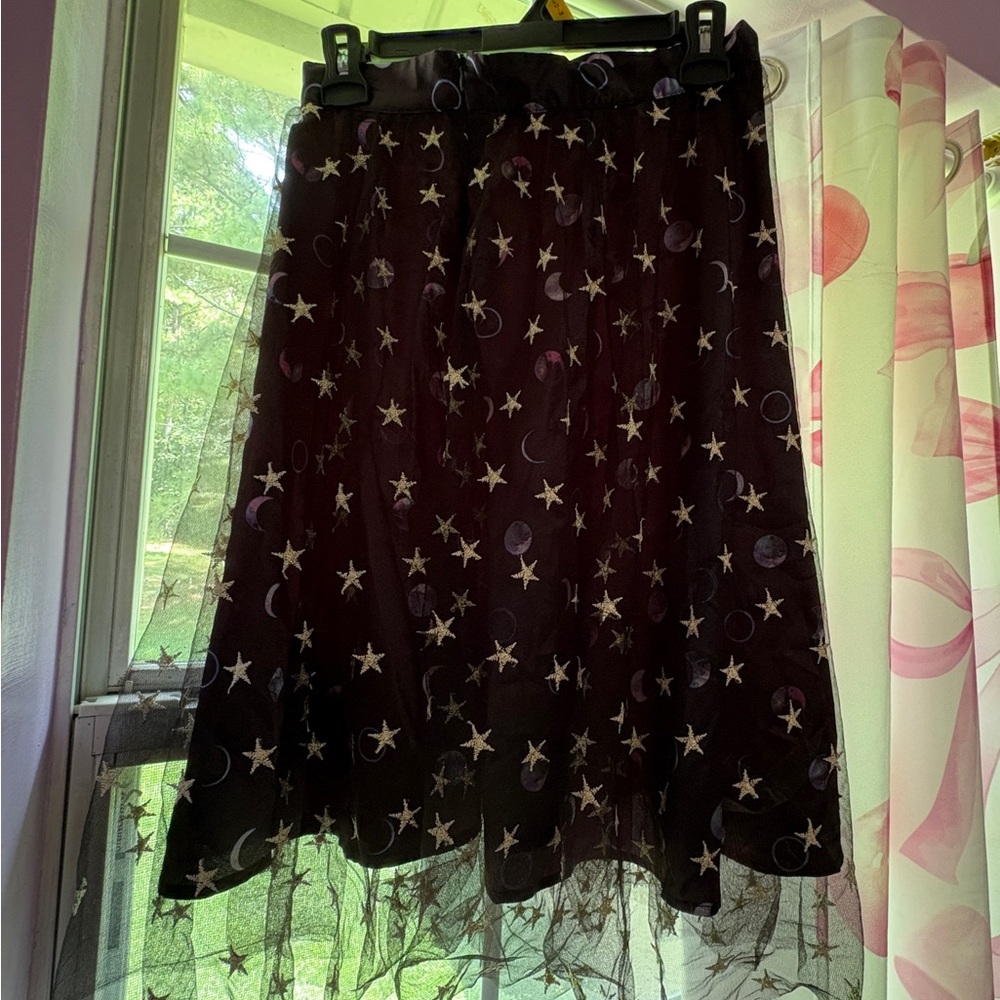 Modcloth Black Starry A-Line Skirt
